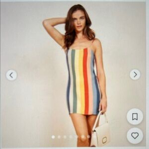 Reformation Multicolor Stripe Spaghetti Strap Mini Dress